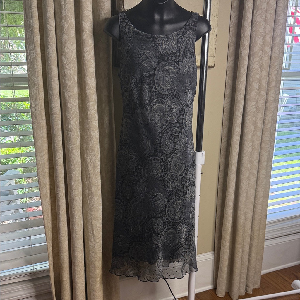 Elegant Black Paisley Dress
